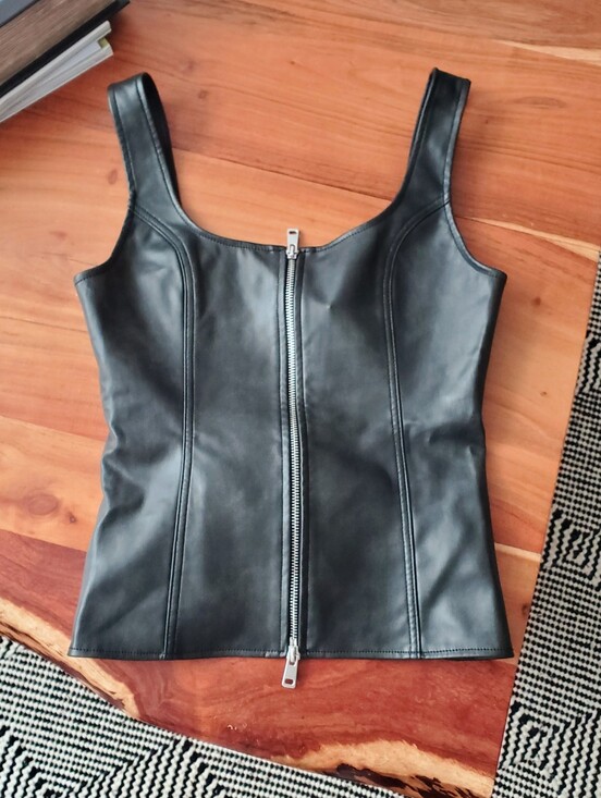 Zara Tops - Super Sexy Soft Leatherette Dominatrix Sleeveless Zipper Top